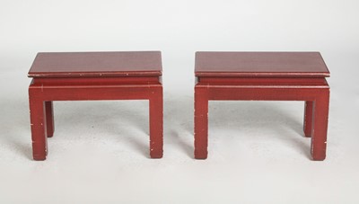 Lot 219 - Minic Custom Asian Style Fabric Covered Low Tables