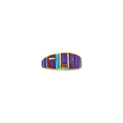 Lot 4 - Charles Loloma Gold and Hardstone Ring