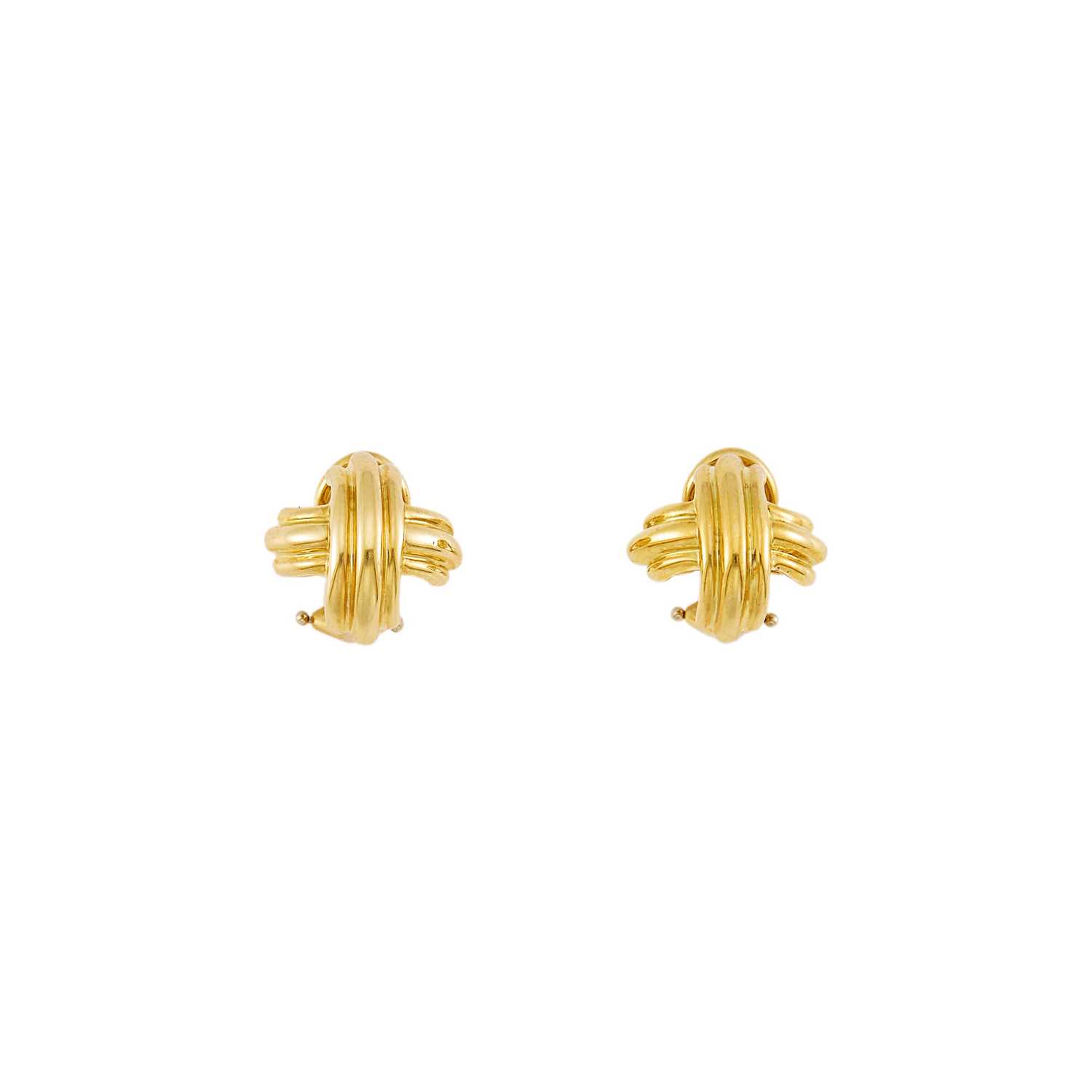 Lot 2005 - Tiffany & Co. Pair of Gold 'X' Earrings