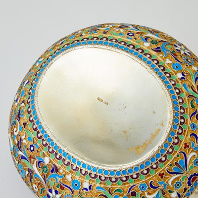 Lot 719 - Russian Silver-Gilt and Cloisonné Enamel Kovsh