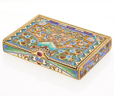 Lot 689 - Russian Silver-Gilt and Cloisonné Enamel Cigarette Case