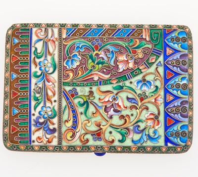 Lot 609 - Russian Silver-Gilt and Cloisonné Enamel Cigarette Case