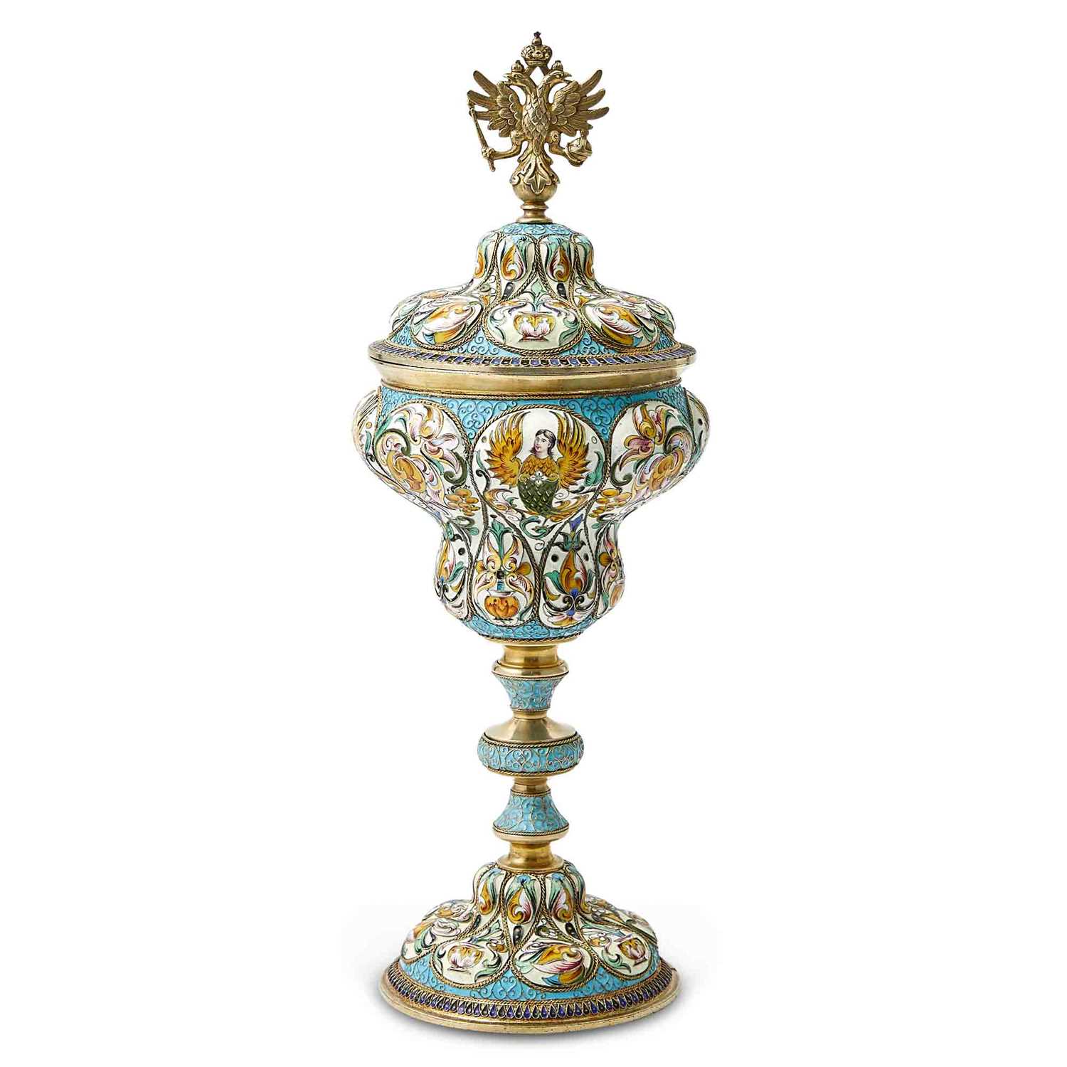 Lot 612 - Russian Silver-Gilt and Cloisonné Enamel Cup and Cover