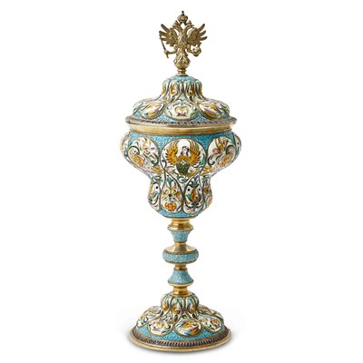 Lot 612 - Russian Silver-Gilt and Cloisonné Enamel Cup and Cover