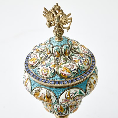 Lot 612 - Russian Silver-Gilt and Cloisonné Enamel Cup and Cover