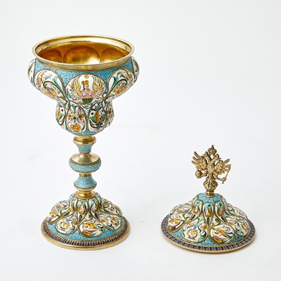 Lot 612 - Russian Silver-Gilt and Cloisonné Enamel Cup and Cover