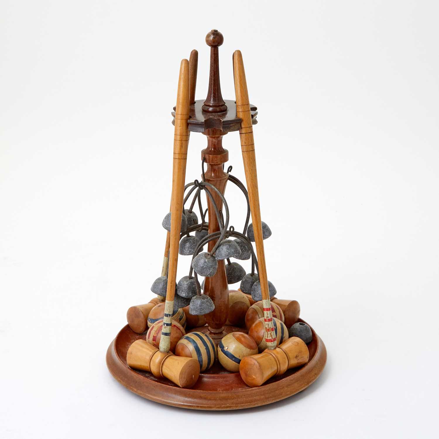 Lot 373 - An English tabletop croquet set