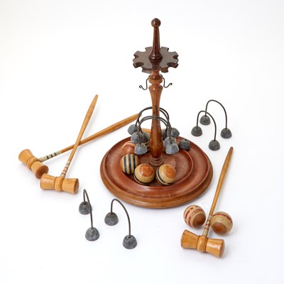 Lot 373 - An English tabletop croquet set
