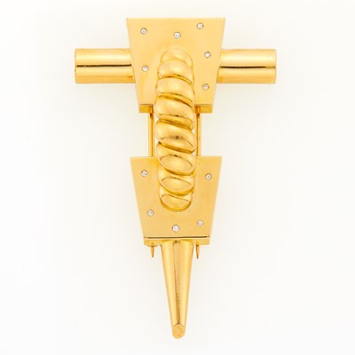 Lot 2005 - Gold and Diamond Clip-Brooch