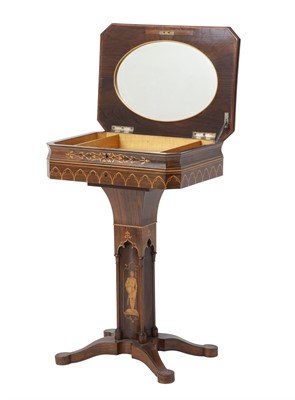 Lot 250 - Continental Gothic Revival Inlaid Rosewood Vanity Table
