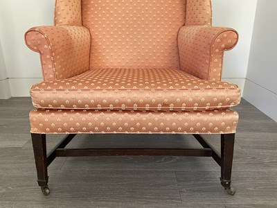 Lot 1068 - Federal Mahogany Upholstered Wing Chair