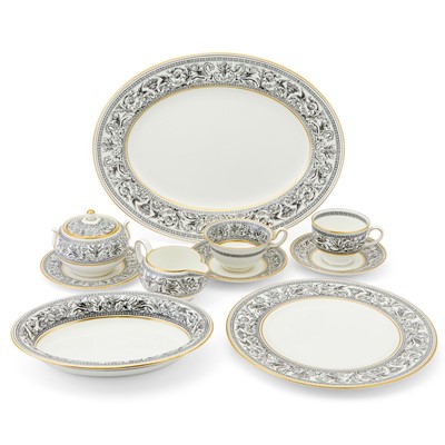 Lot 133 - Wedgwood Porcelain "Black Florentine" Pattern Dinner Service