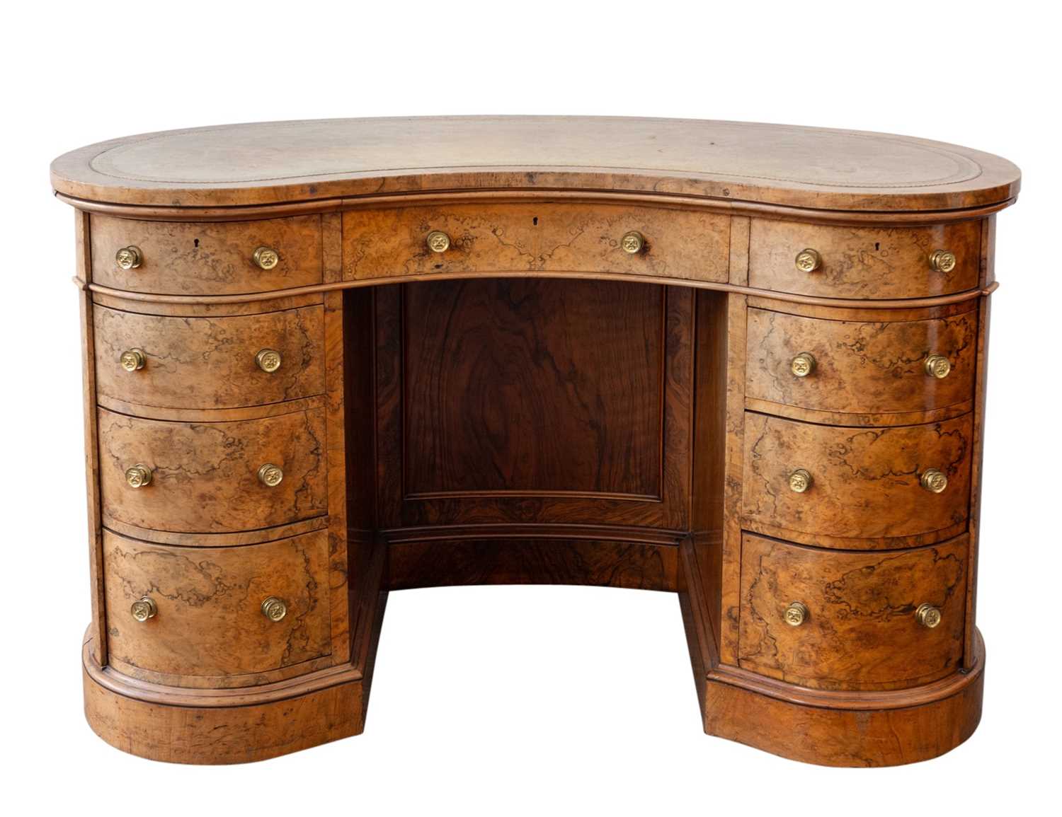 Lot 1105 - Victorian Burl Veneer Reniform Desk