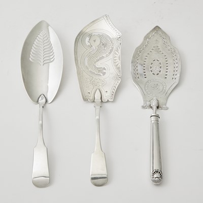 Lot 135 - Three Georgian Irish Sterling Silver Fish Slices