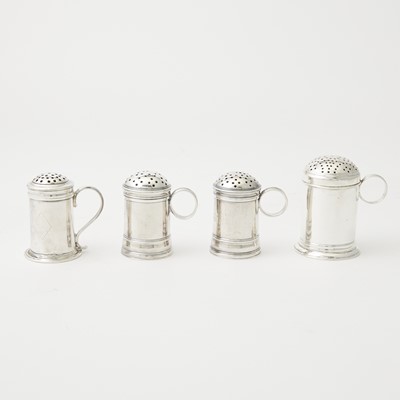Lot 129 - Four Georgian English and Irish Silver Pepper