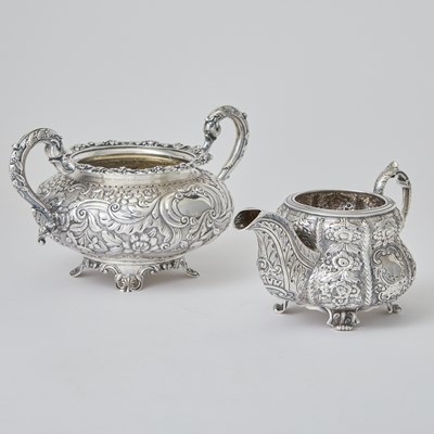 Lot 138 - Assembled Georgian Irish Sterling Silver Cream and Sugar Set