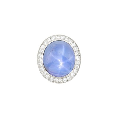 Lot 122 - Platinum, Star Sapphire and Diamond Pendant