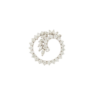 Lot 1276 - Platinum and Diamond Circle Brooch