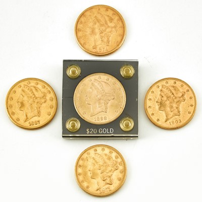 Lot 1123 - United States $20 Liberty Head Group