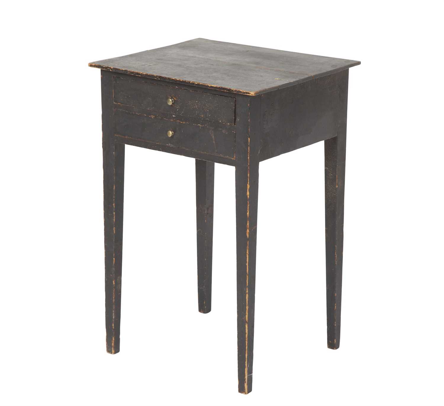 Lot 1071 - Federal Black-Painted Pine Two-drawer Stand