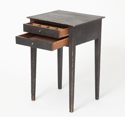Lot 1071 - Federal Black-Painted Pine Two-drawer Stand