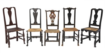 Lot 227 - Five Queen Anne and Chippendale Painted or Paint-decorated Side Chairs