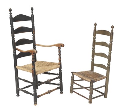 Lot 218 - Black-Painted Slatback Armchair