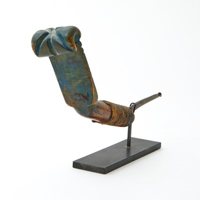 Lot 1087 - Blue-painted and Carved Maple Crooked Knife