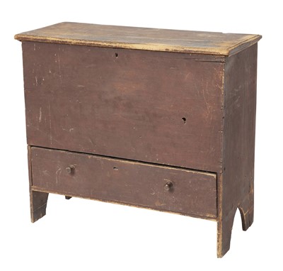 Lot 238 - Red-Painted Pine Blanket Chest Over Drawer