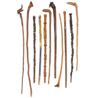 Lot 242 - Eleven Carved and Painted Folk Art Canes