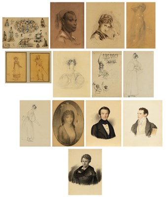 Lot 10 - Group of 13 Drawings Comprising of Portraits and Sketches