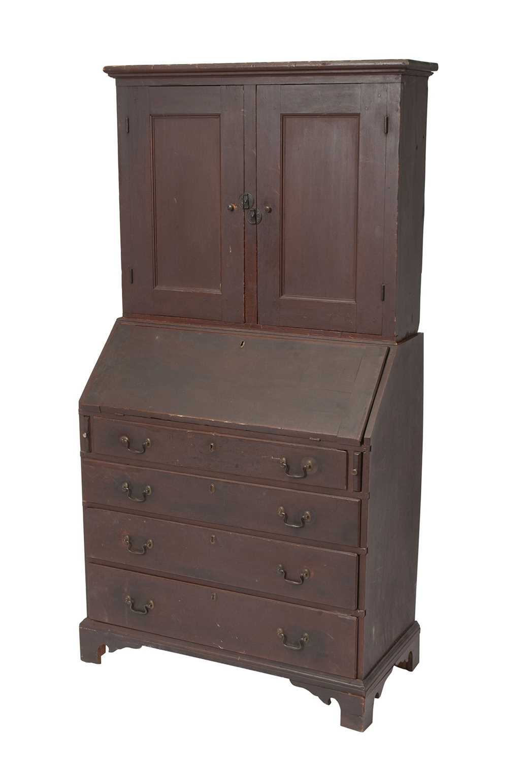 Lot 1070 - Chippendale Red-Painted Maple Desk Bookcase