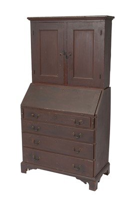 Lot 1070 - Chippendale Red-Painted Maple Desk Bookcase