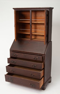 Lot 1070 - Chippendale Red-Painted Maple Desk Bookcase