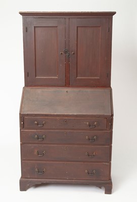 Lot 1070 - Chippendale Red-Painted Maple Desk Bookcase