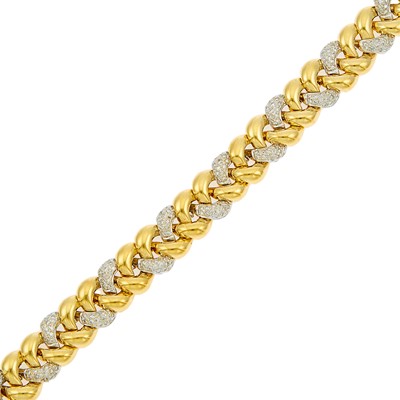 Lot 1009 - Two-Color Gold and Diamond Bracelet