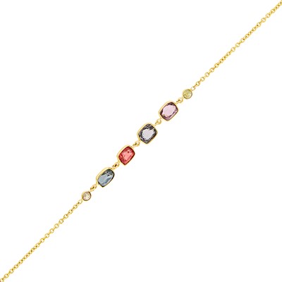 Lot 1081 - Gold and Multicolored Spinel and Colored Diamond Bracelet