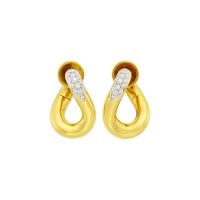 Lot 5 - Pomellato Pair of Gold and Diamond Hoop Earclips