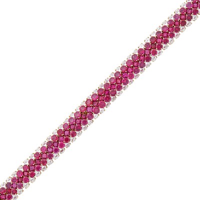 Lot 302 - Van Cleef & Arpels Gold, Ruby and Diamond Bracelet