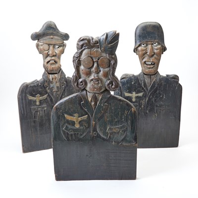 Lot 335 - Three English carnival bean bag targets depicting caricaturish German WWII figures