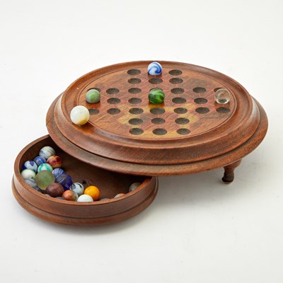 Lot 376 - Painted Mahogany Game Board for a Fox and Geese Style Game
