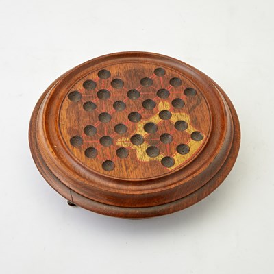 Lot 376 - Painted Mahogany Game Board for a Fox and Geese Style Game