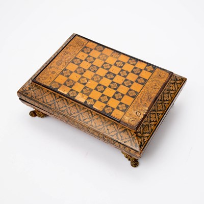 Lot 227 - Regency Penwork Games Box