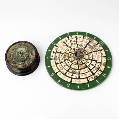 Lot 347 - Two painted tin circular rotating games