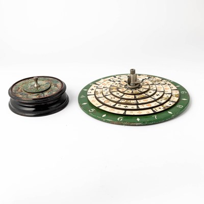 Lot 347 - Two painted tin circular rotating games