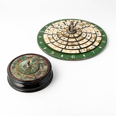 Lot 347 - Two painted tin circular rotating games