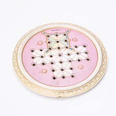Lot 381 - A double-sided Victorian ceramic game board