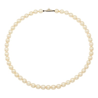 Lot 2217 - Mikimoto Cultured Pearl Necklace with Low Karat White Gold Clasp