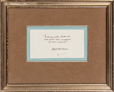 Lot 210 - A calligraphic autograph quotation signed by Tolkien
