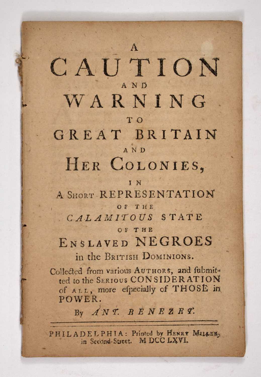 Lot 230 - The scarce and important first edition of this 1766 anti-slavery tract